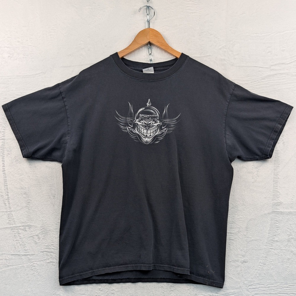 VTG Sick Boy T-Shirt Men's XL Black Biker Chopper Skull Grunge Streetwear Y2K